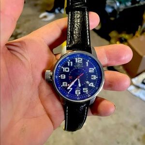 Invicta  I-Force 46MM Men's Lefty Black Leather Blue Dial Watch